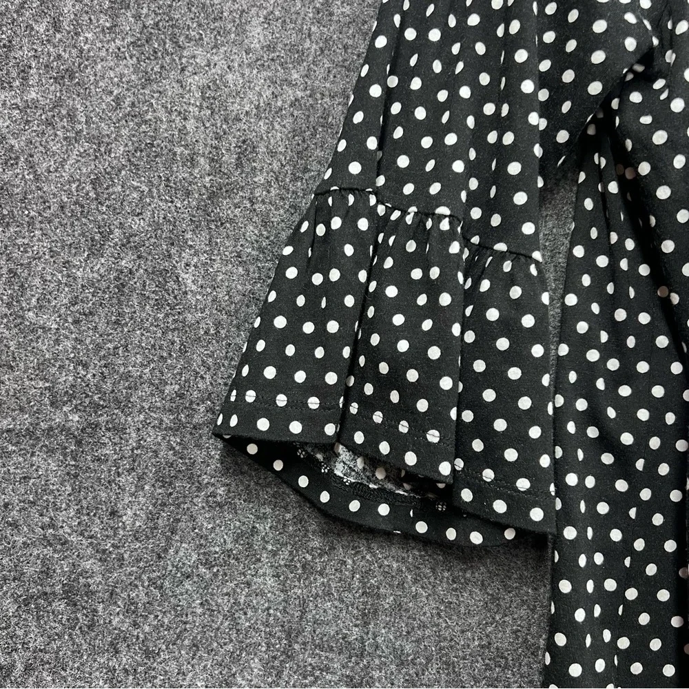 Michael Kors Women's Ruffle 1/4 Sleeve Polka Dot Blouse Black Size M - Picture 4 of 9